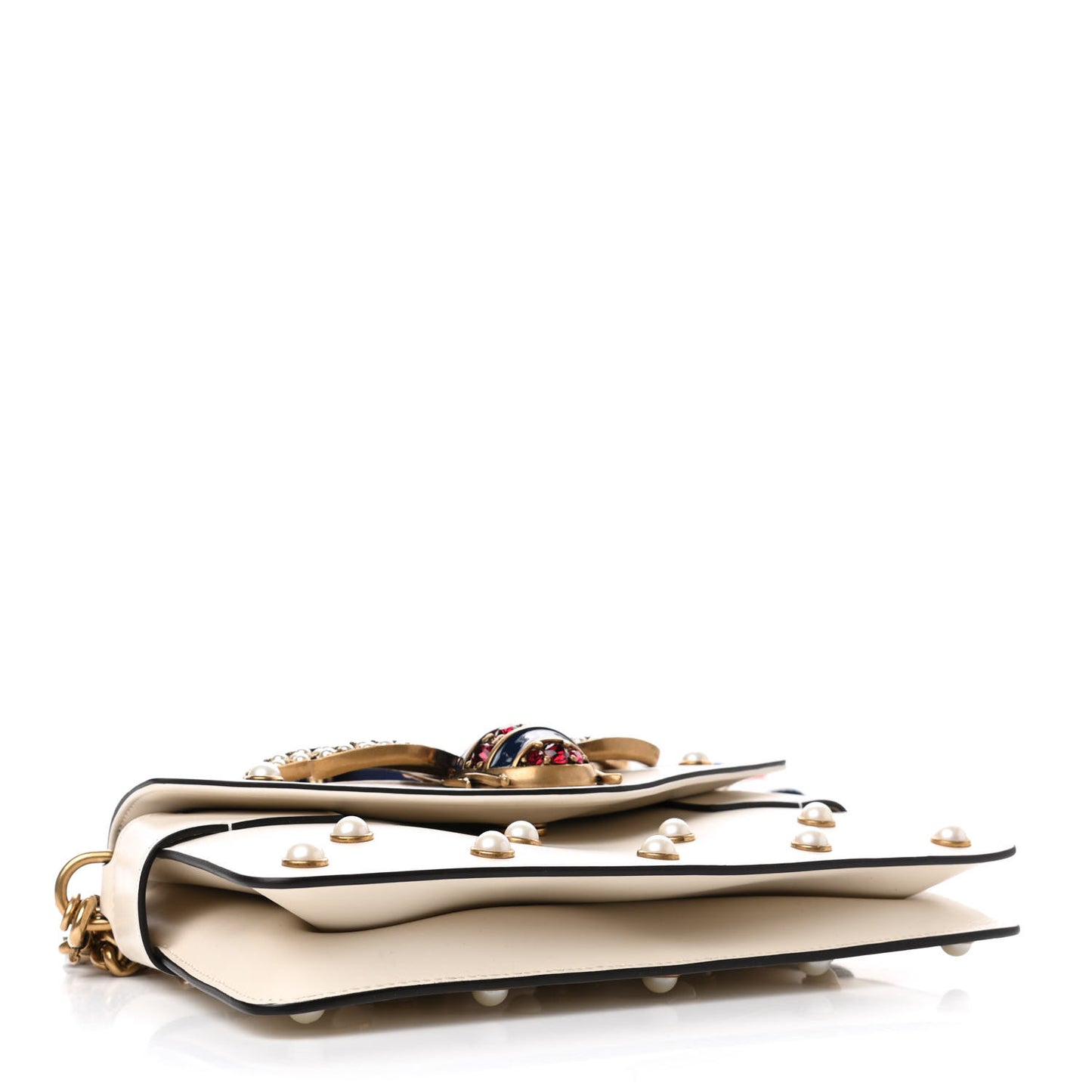 Nappa Pearl Studded Mini Queen Margaret Broadway Shoulder Bag Mystic White