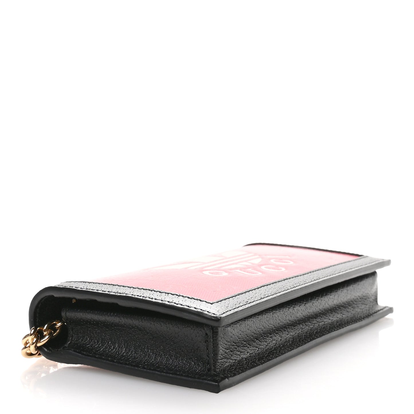X ADIDAS Monogram Textured Dollar Calfskin Trefoil Embossed Wallet On Chain Hibiscus Red Off White Black