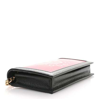 Gucci X ADIDAS Monogram Textured Dollar Calfskin Trefoil Embossed Wallet On Chain Hibiscus Red Off White Black 4 of 11