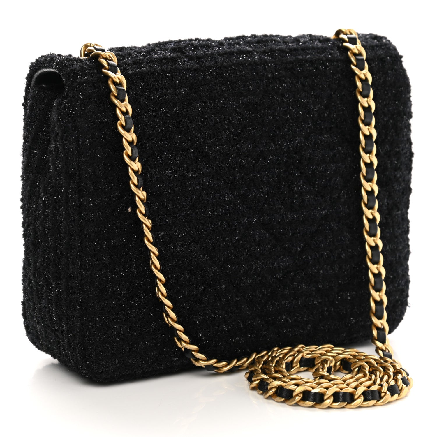 Chanel Tweed Quilted Mini Crystal CC Square Flap Black 3 of 10