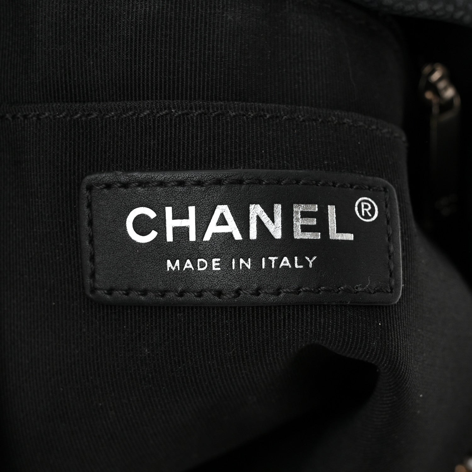 Chanel Caviar Flat Quilted CC Chain Bucket Drawstring Bag Black 6 of 11