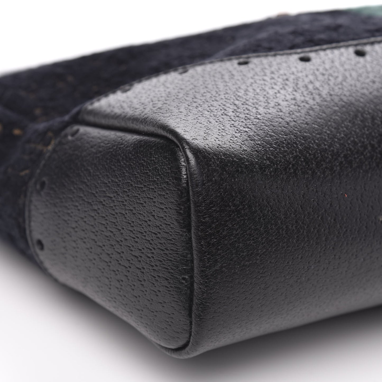 Velvet Horsebit Embossed Medium Punch Top Handle Tote Black