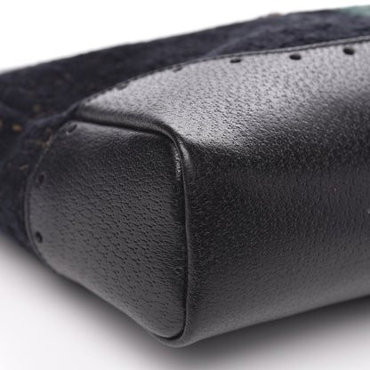Gucci Velvet Horsebit Embossed Medium Punch Top Handle Tote Black 8 of 10