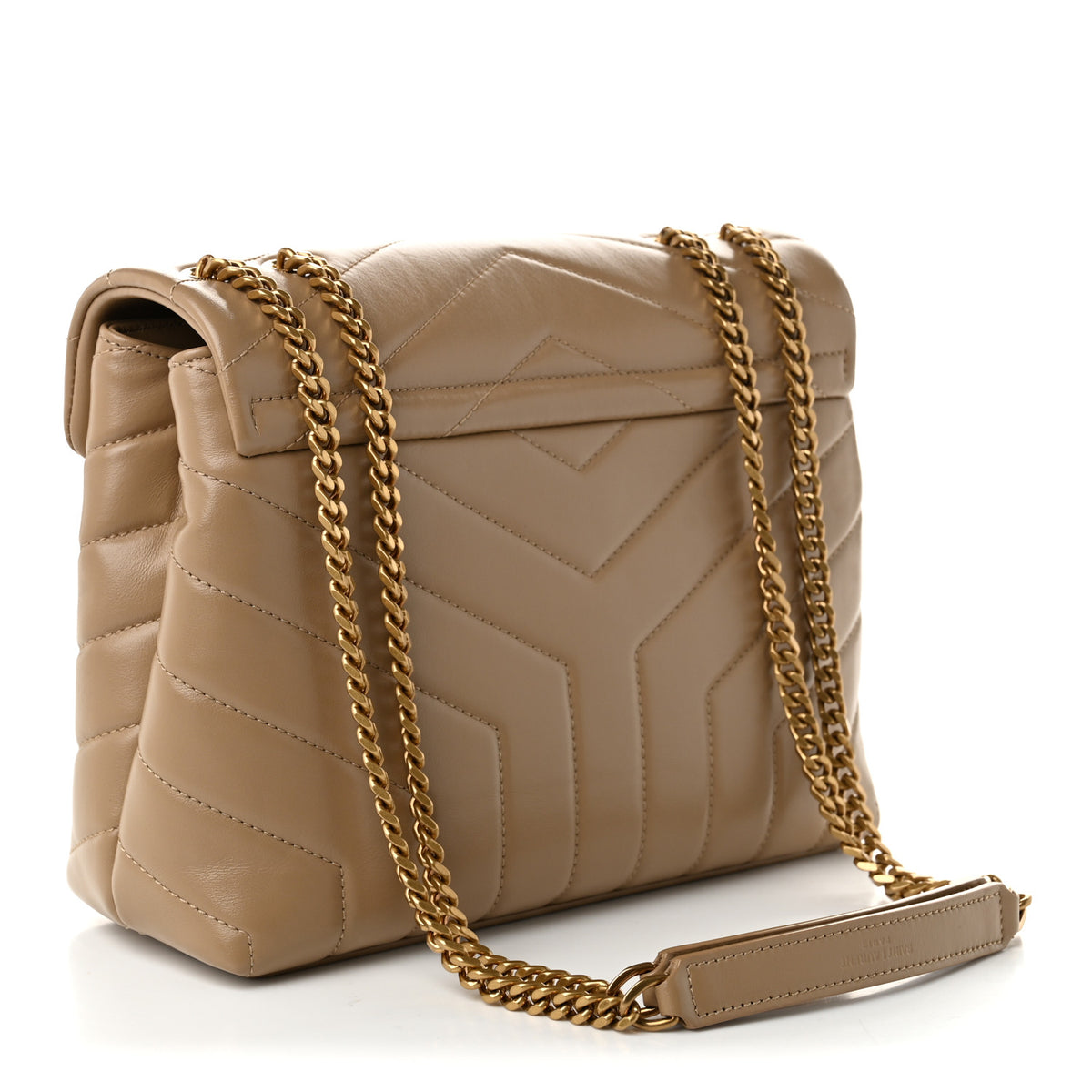 Saint Laurent Calfskin Y Quilted Monogram Small Loulou Chain Satchel Dark Beige 3 of 11
