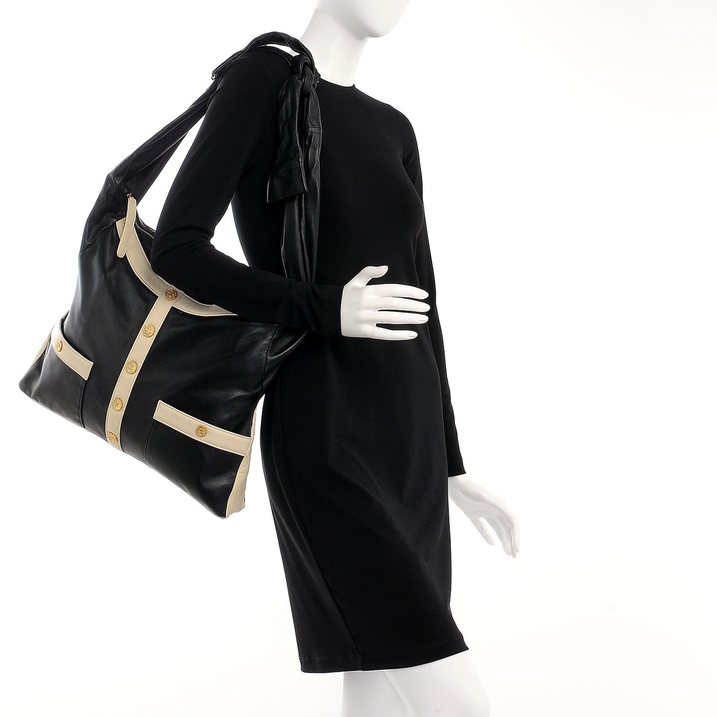 Lambskin Large Girl Bag Black Beige