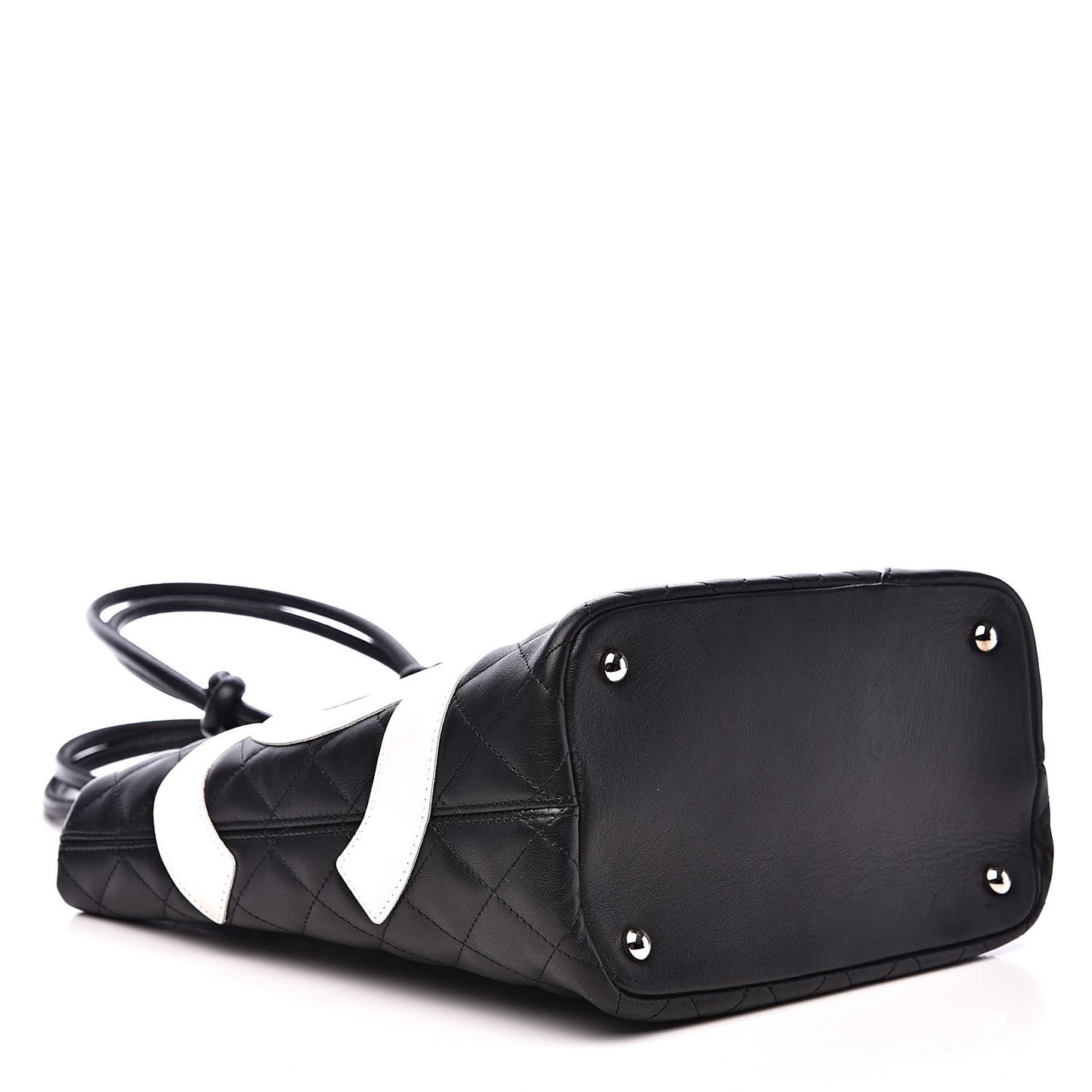 Calfskin Quilted Medium Cambon Tote Black White