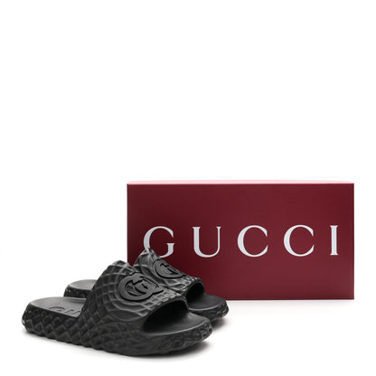 Gucci Rubber Interlocking G Mens Slide Sandals 8 Black 9 of 9