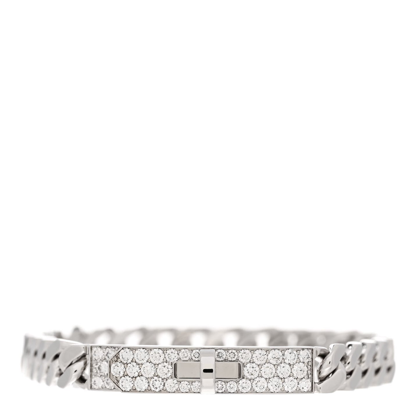 18K White Gold Diamond TPM Kelly Gourmette Bracelet SH