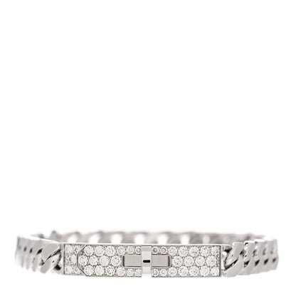 Hermes 18K White Gold Diamond TPM Kelly Gourmette Bracelet SH 1 of 5