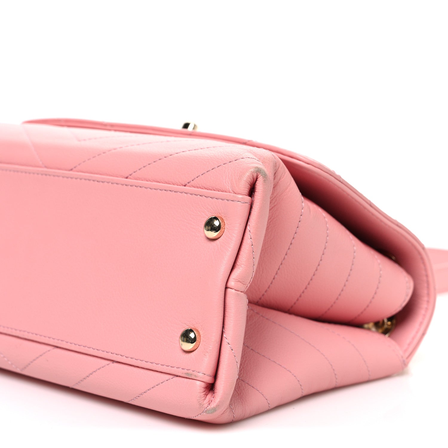 Chanel Grained Calfskin Small Chevron Chic Top Handle Flap Pink 10 of 11