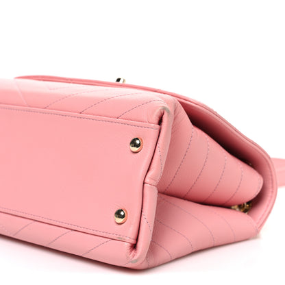 Chanel Grained Calfskin Small Chevron Chic Top Handle Flap Pink 10 of 11