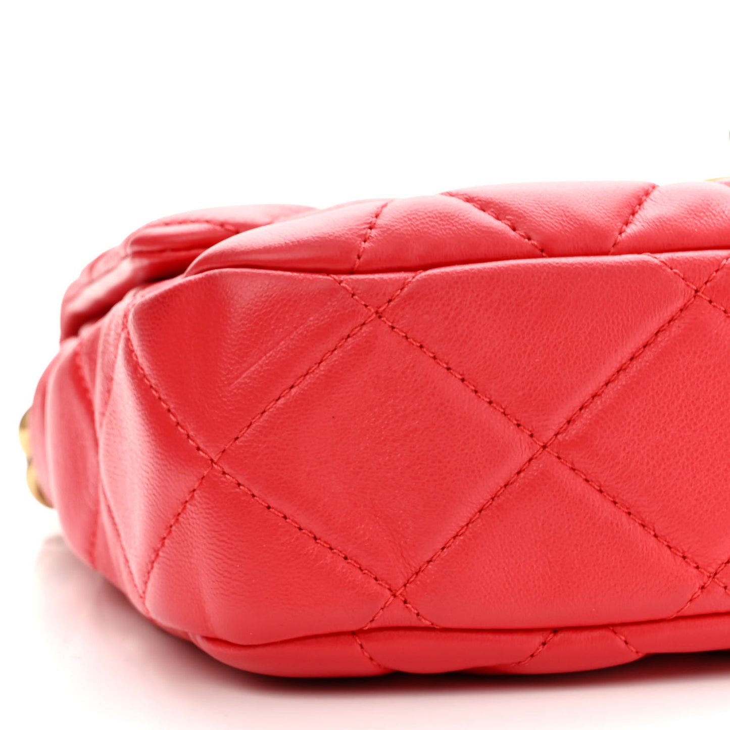 Lambskin Quilted Small Lacquered Chain Flap Red