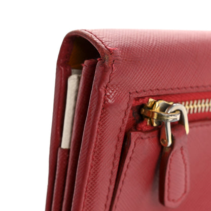 Prada Saffiano Metal Continental Flap Travel Wallet Fuoco 11 of 17