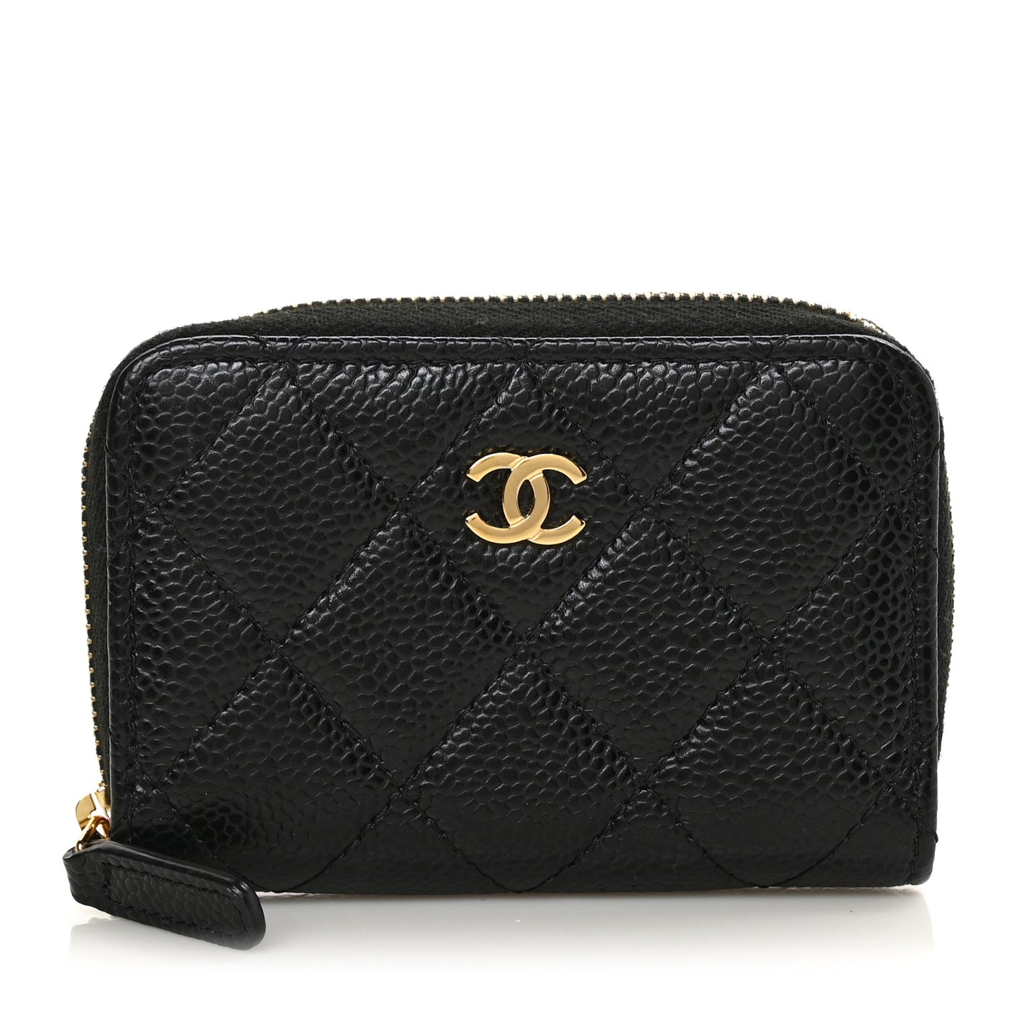 Caviar Quilted Zip Coin Purse Black