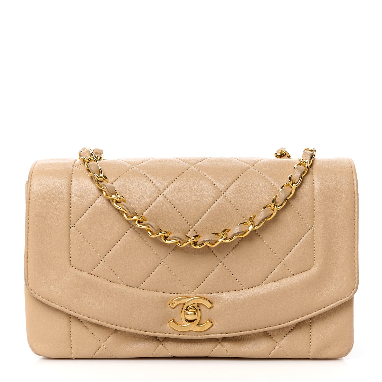 Chanel Lambskin Quilted Small Single Flap Beige 1 of 14
