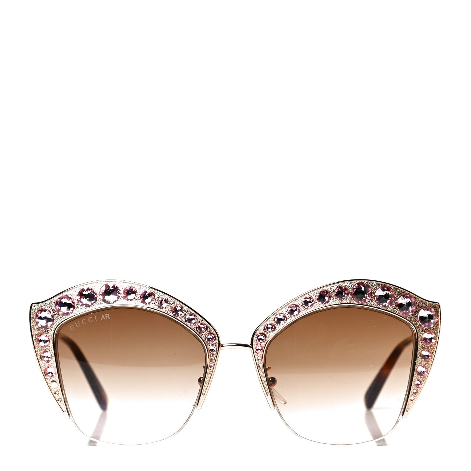 Gucci Metal Crystal Cat Eye Sunglasses GG00114S Pink 2 of 5