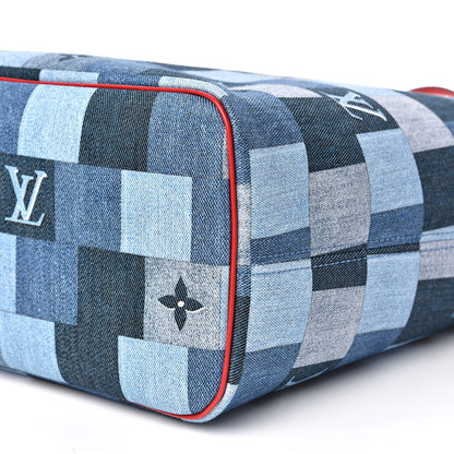Louis Vuitton Denim Damier Monogram Patchwork Neverfull Blue Rouge 9 of 12