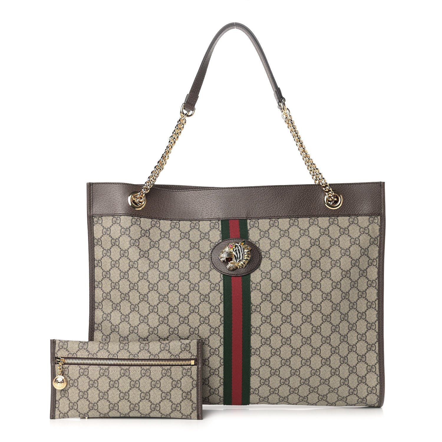 Gucci GG Supreme Monogram Large Rajah Chain Tote Beige New Acero 1 of 11