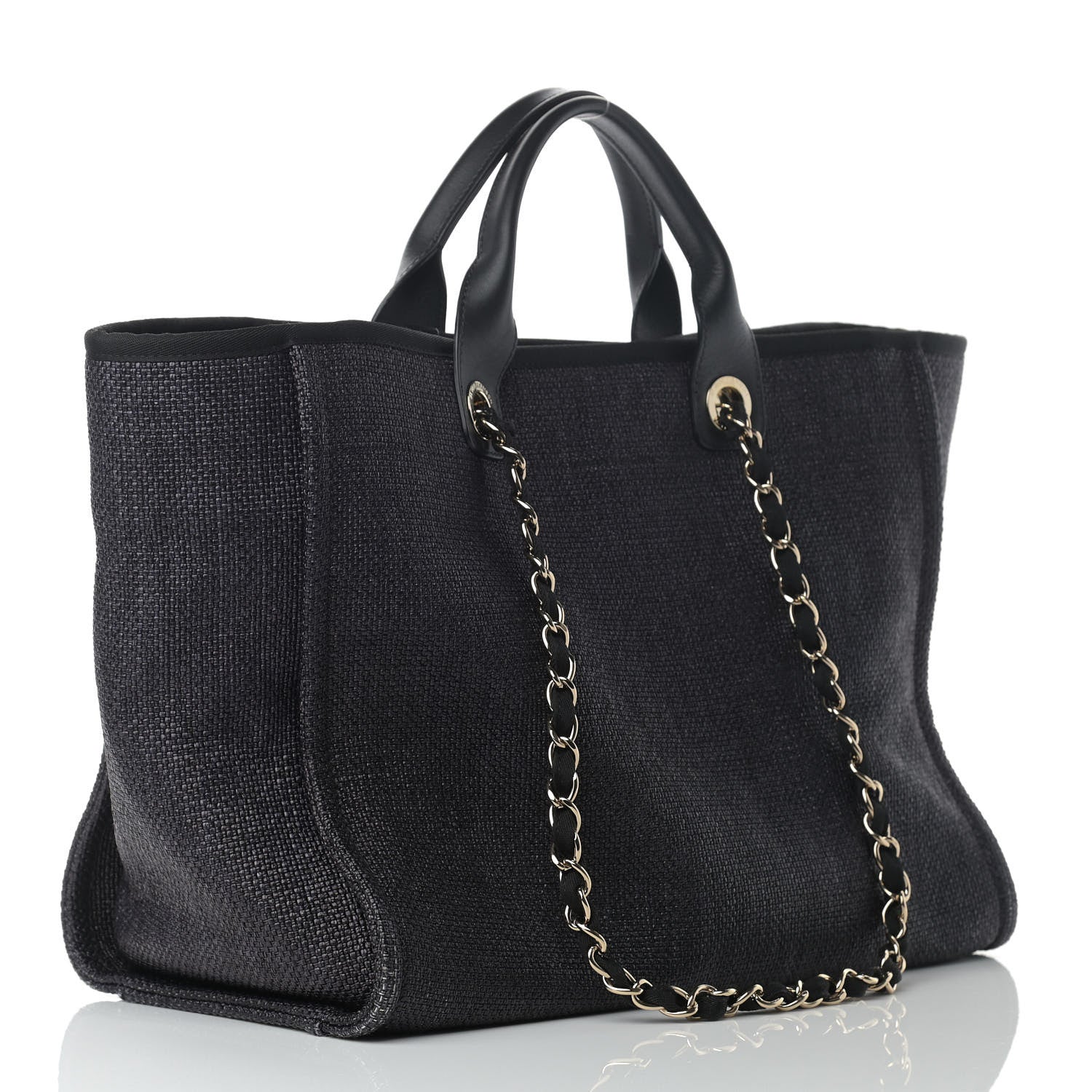 Chanel Woven Straw Raffia Medium Deauville Tote Black 2 of 10