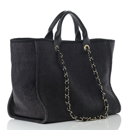 Chanel Woven Straw Raffia Medium Deauville Tote Black 2 of 10