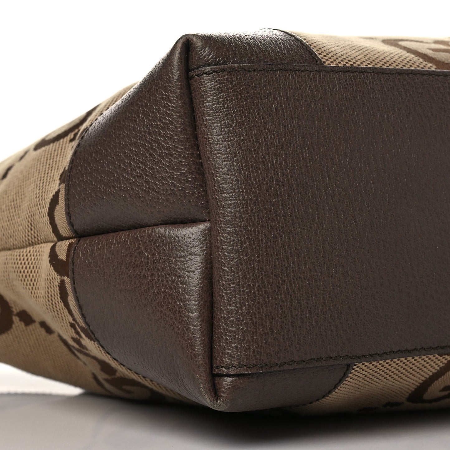 Monogram Jumbo GG Textured Dollar Calfskin Web Medium Ophidia Shopping Tote Camel Ebony