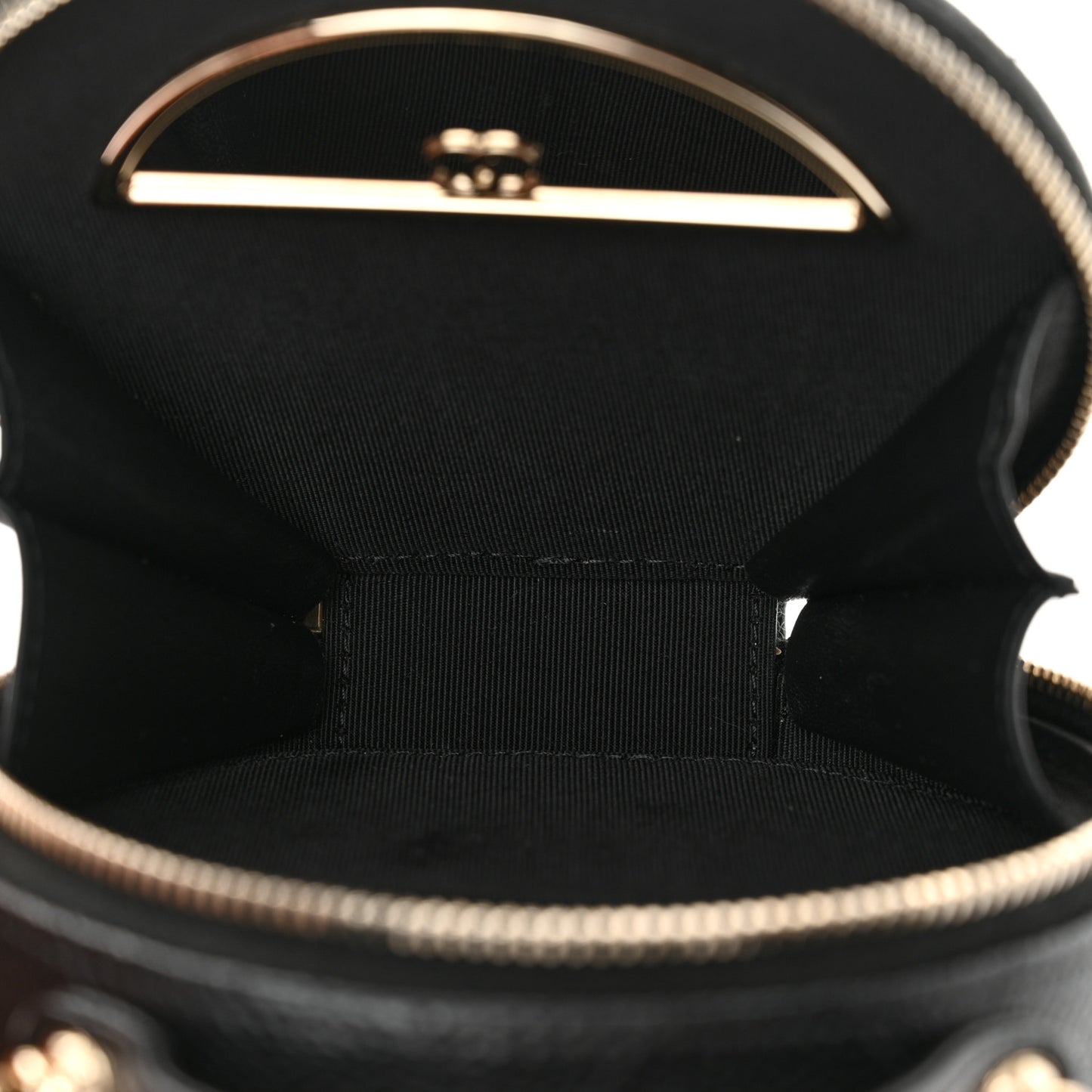 Caviar Quilted Round Handle With Care Vanity With Chain Black