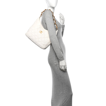 Chanel Lambskin Quilted Large CC Funky Town Hobo White 2 of 11