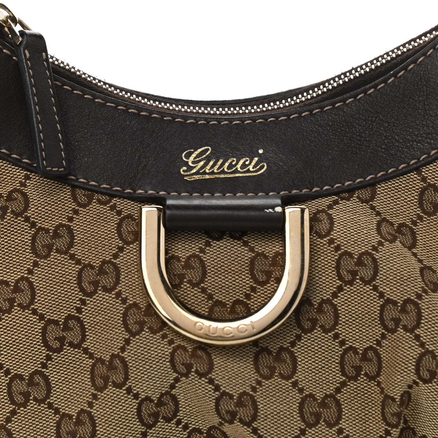 Monogram Medium D Gold Ring Hobo Dark Brown