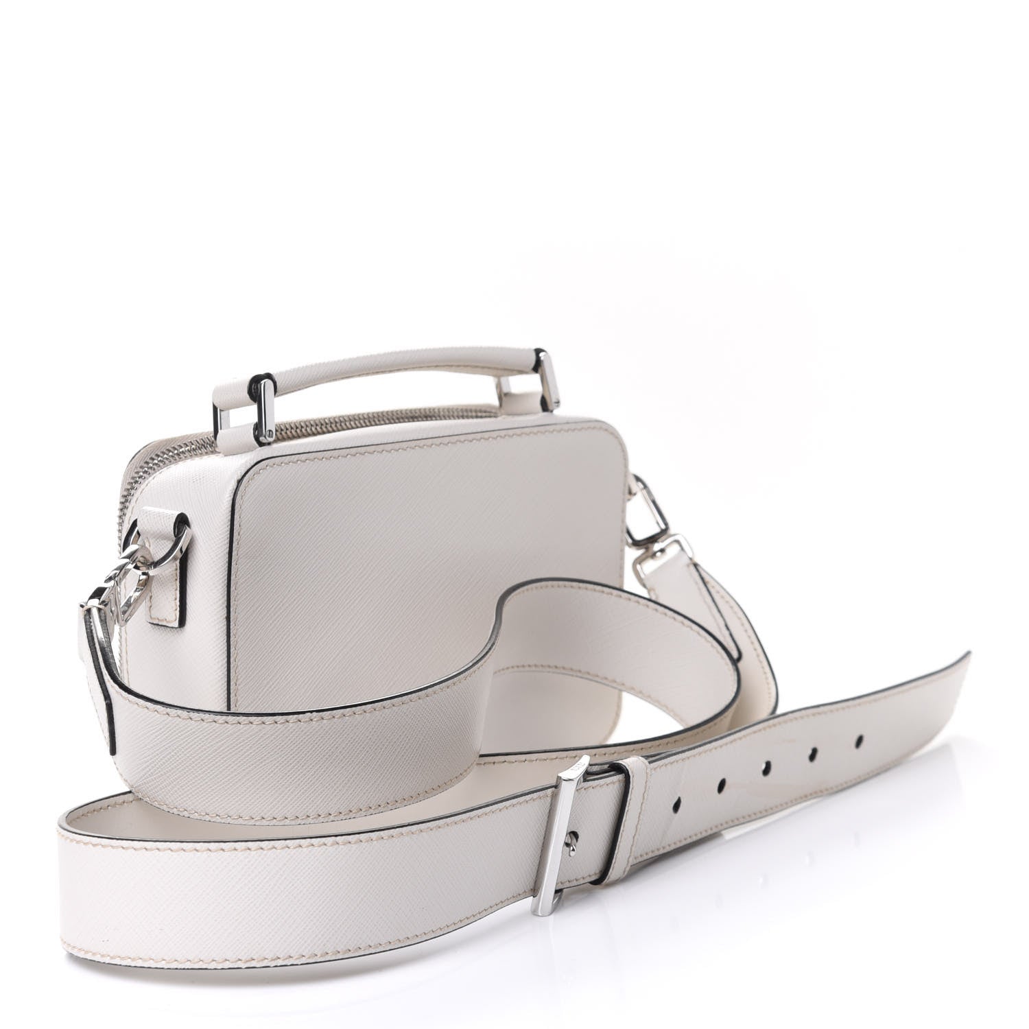 Prada Saffiano Travel Small Brique Top Handle Crossbody Bag Talco 2 of 4