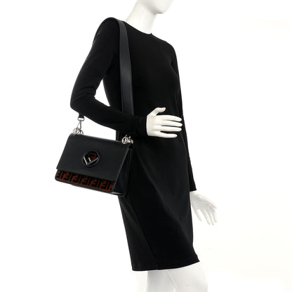 Fendi Vitello Century Velvet F is Fendi FF Kan I Shoulder Bag Black Tobacco 2 of 11