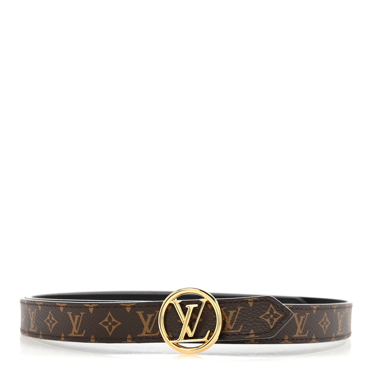 Louis Vuitton Monogram Calfskin 20mm LV Circle Reversible Belt 85 34 Black 3 of 8