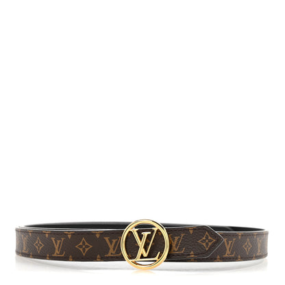 Louis Vuitton Monogram Calfskin 20mm LV Circle Reversible Belt 85 34 Black 3 of 8