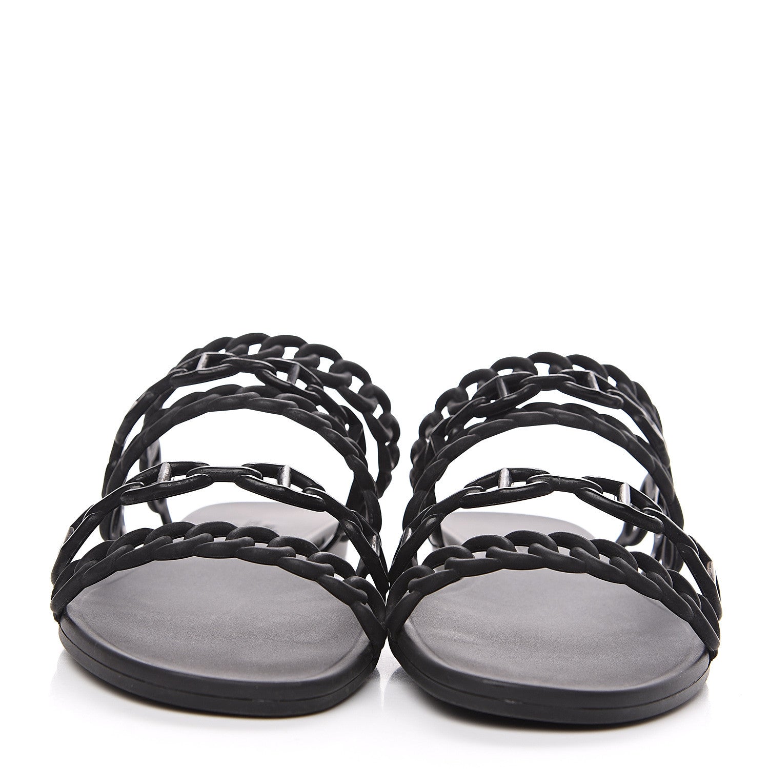 Hermes Rubber Chaine d'Ancre Nude Sandals 37 Black 2 of 8
