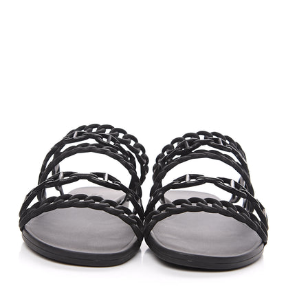 Hermes Rubber Chaine d'Ancre Nude Sandals 37 Black 2 of 8