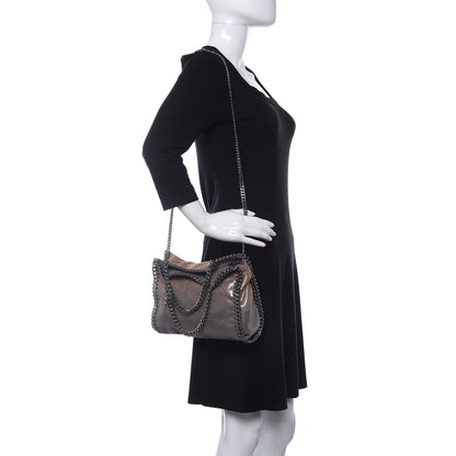 Stella McCartney Metallic Shaggy Deer Degrade Mini Falabella Fold Over Tote Taupe Gold Silver 2 of 11