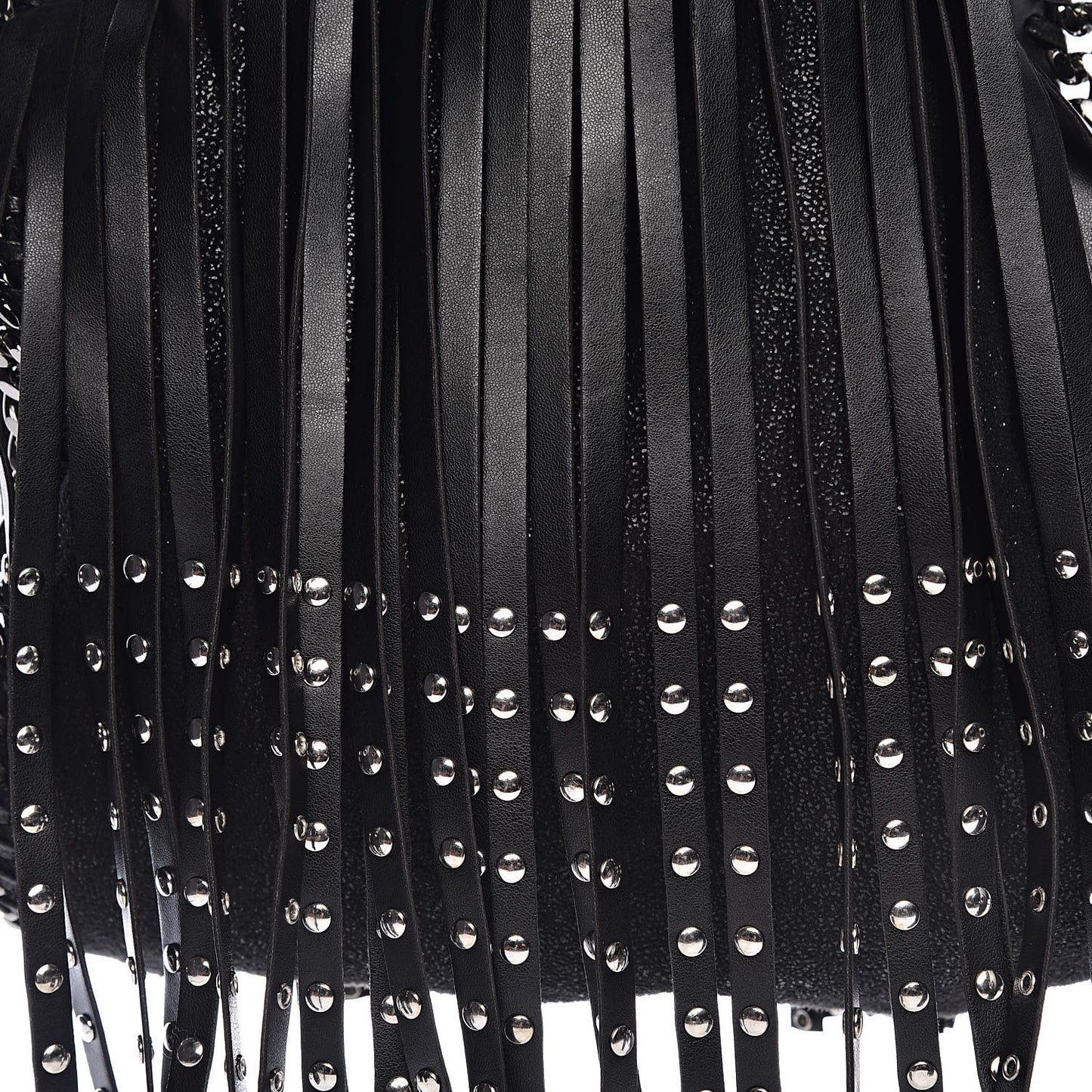 Eco Alter Nappa Shaggy Deer Mini Falabella Studded Fringe Tote Black