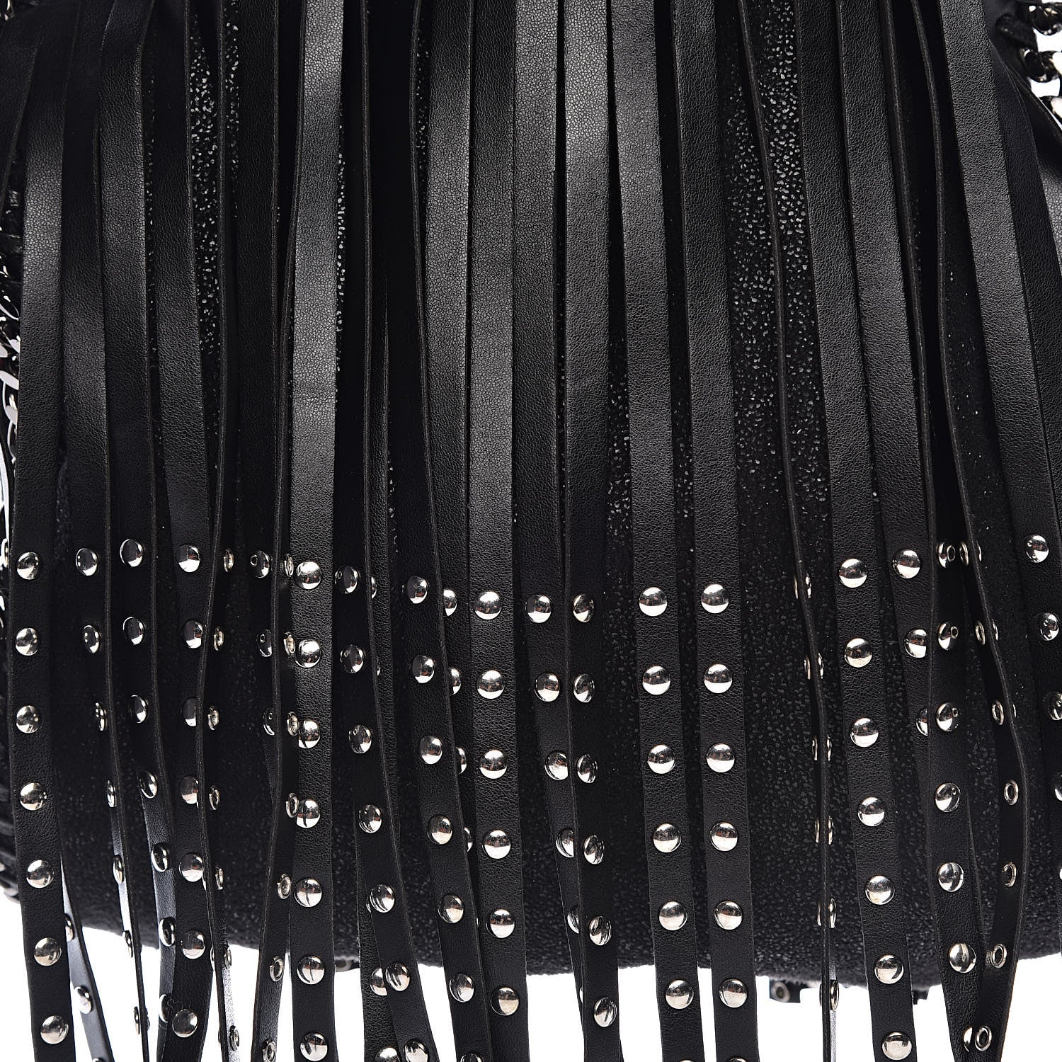 Stella McCartney Eco Alter Nappa Shaggy Deer Mini Falabella Studded Fringe Tote Black 10 of 10