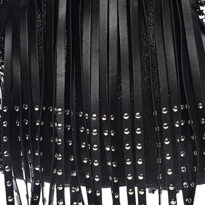 Stella McCartney Eco Alter Nappa Shaggy Deer Mini Falabella Studded Fringe Tote Black 10 of 10