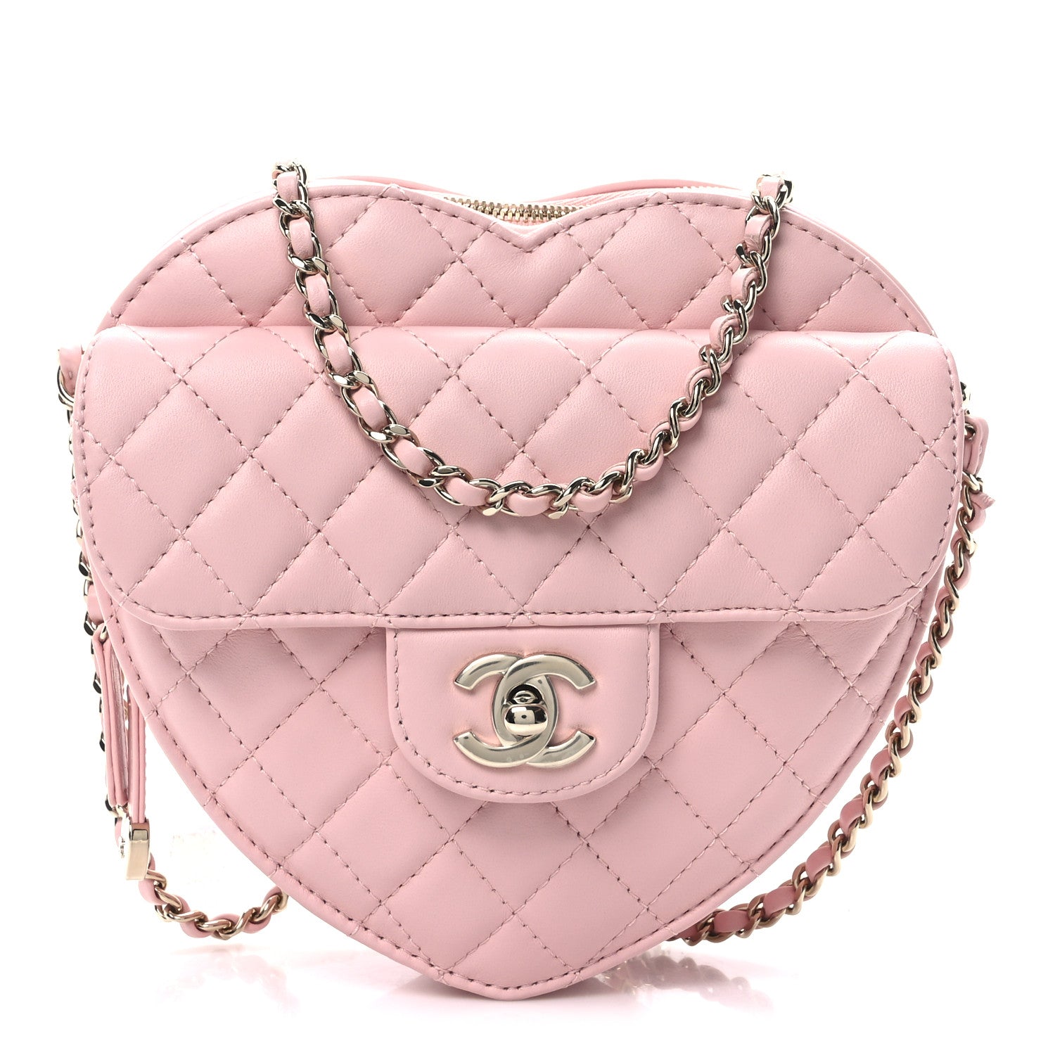 Chanel Lambskin Quilted Large CC In Love Heart Bag Light Pink 1 of 10