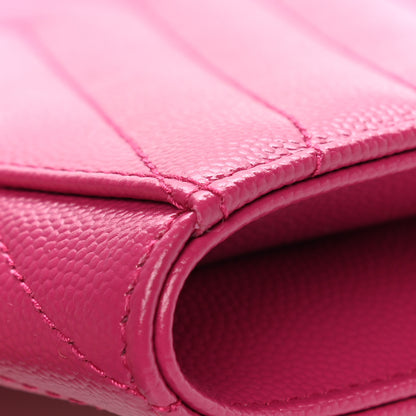 Saint Laurent Grain De Poudre Matelasse Chevron Monogram Envelope Clutch Fresh Fuxia 8 of 9