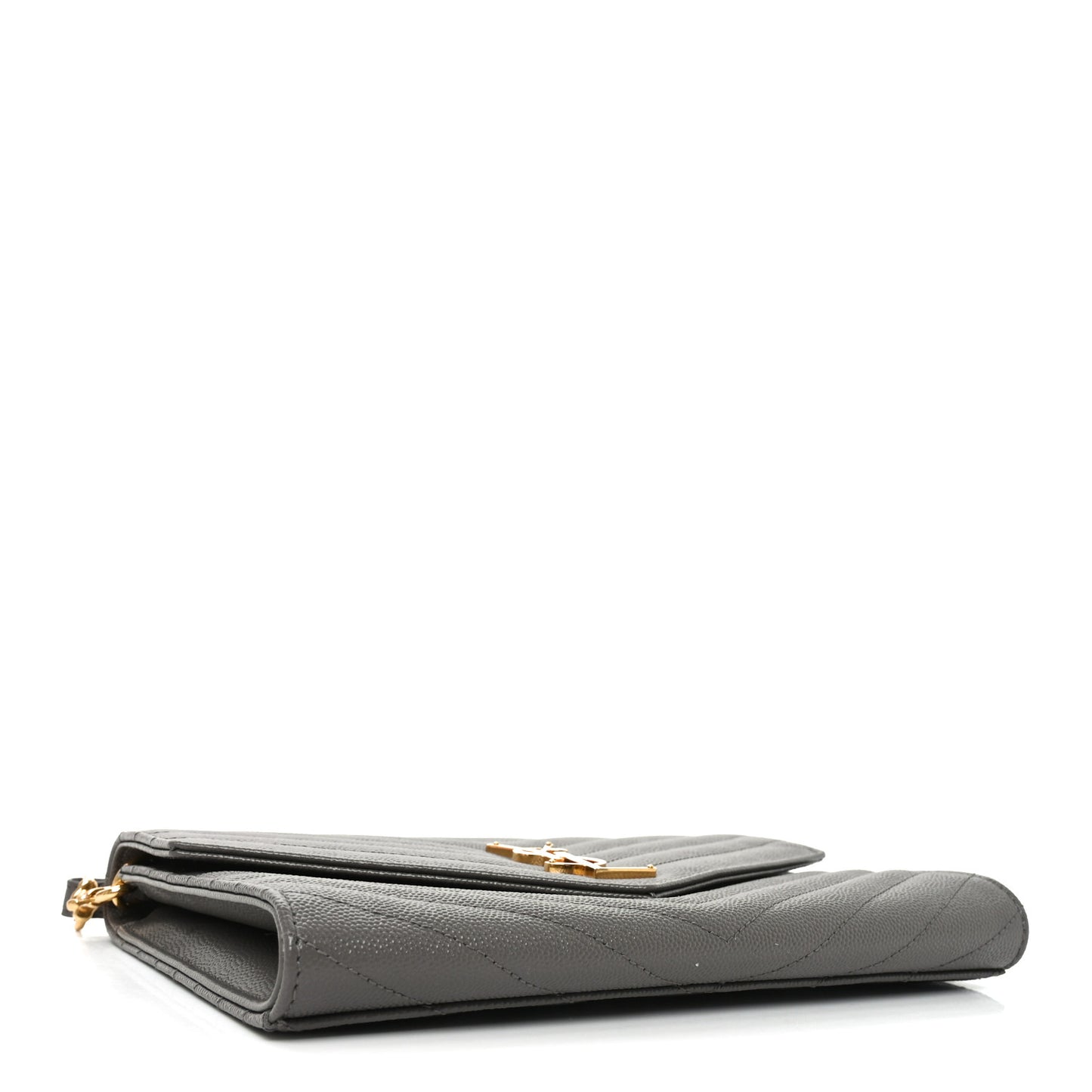 Grain De Poudre Matelasse Chevron Monogram Envelope Clutch Fog