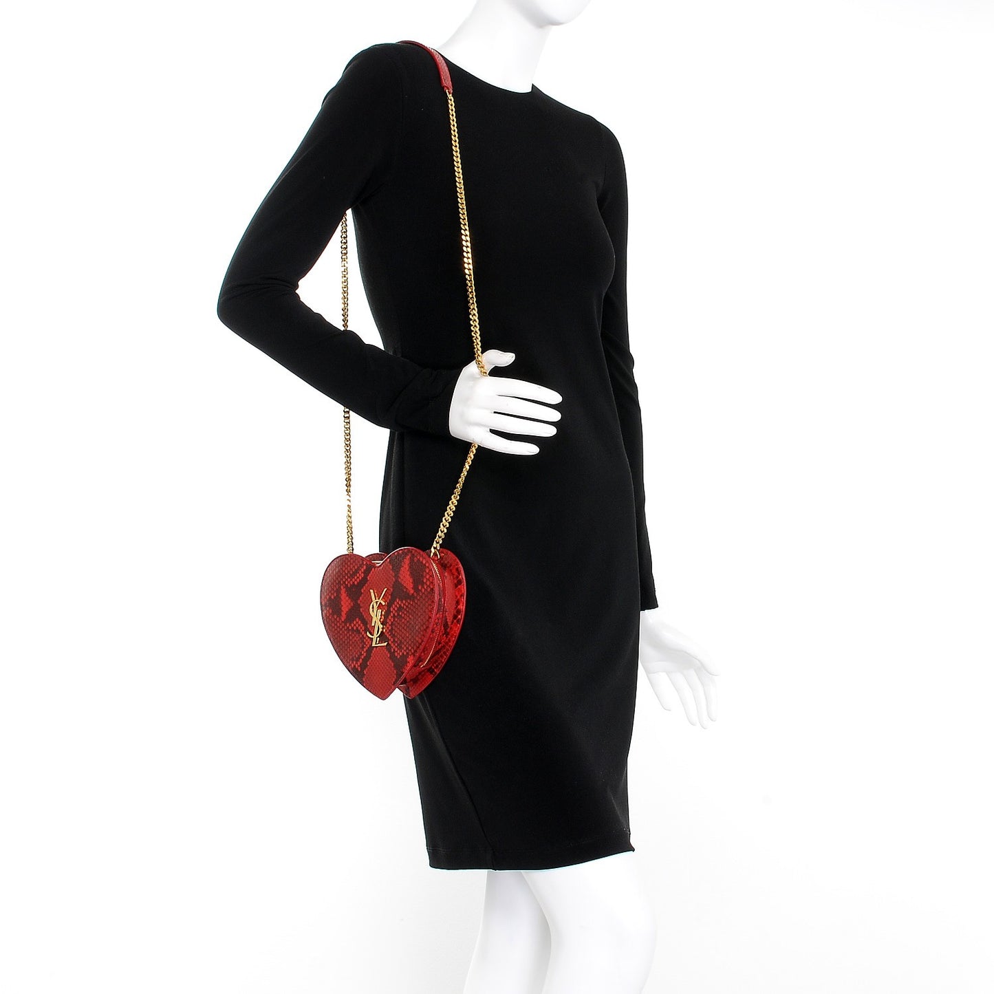 Python Small Love Heart Chain Bag Red Black