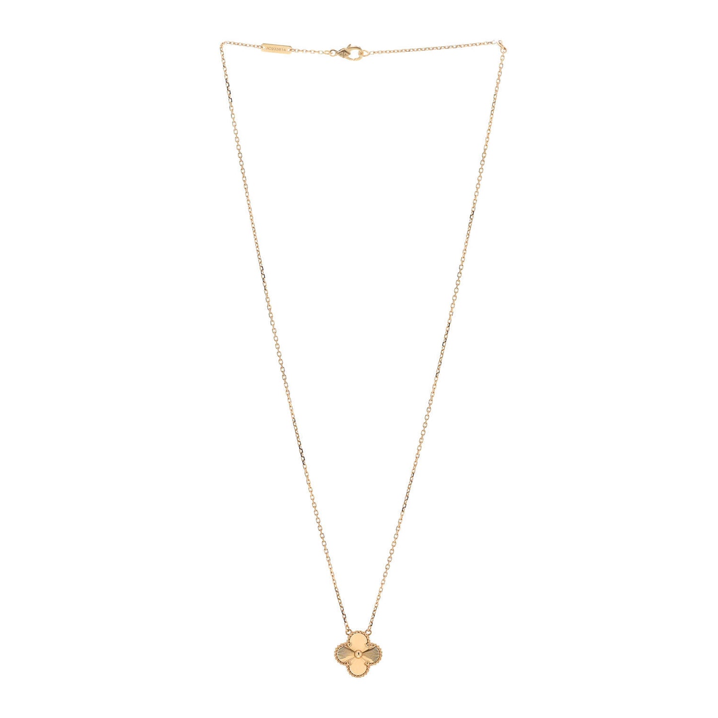 18K Yellow Gold Guilloche Vintage Alhambra Pendant Necklace