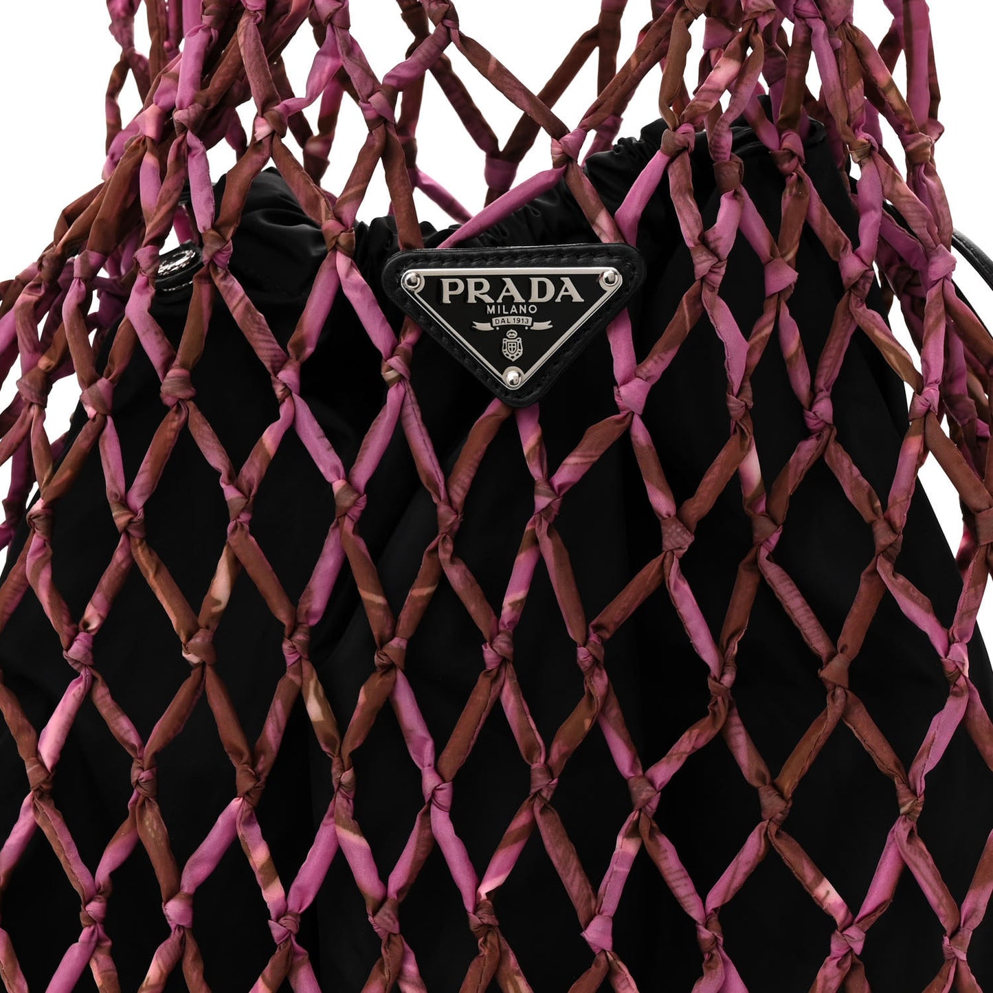 Tessuto Nylon Net Tote Black Pink