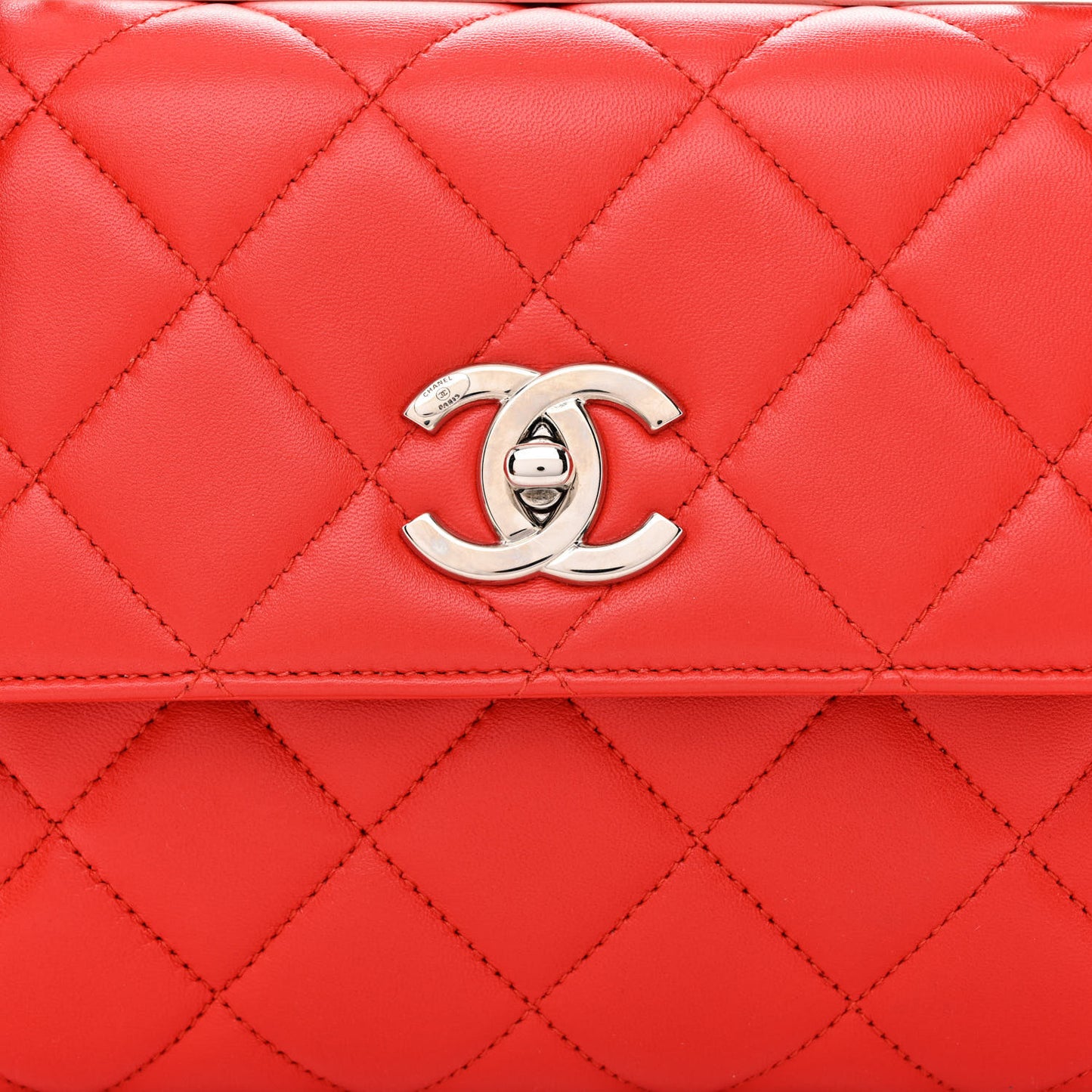 Lambskin Quilted Small Trendy CC Flap Dual Handle Bag Red