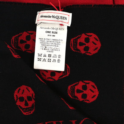 Alexander McQueen Wool Reversible Upside Down Skull Scarf Black Lust Red 3 of 3