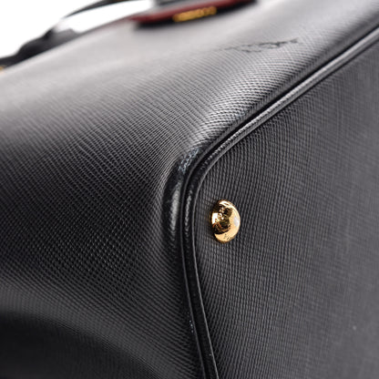 Prada Saffiano Cuir Large Double Bag Black Fuoco 7 of 15