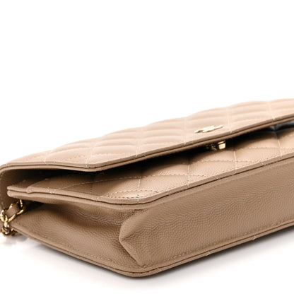 Chanel Caviar Quilted Wallet On Chain WOC Dark Beige 10 of 11