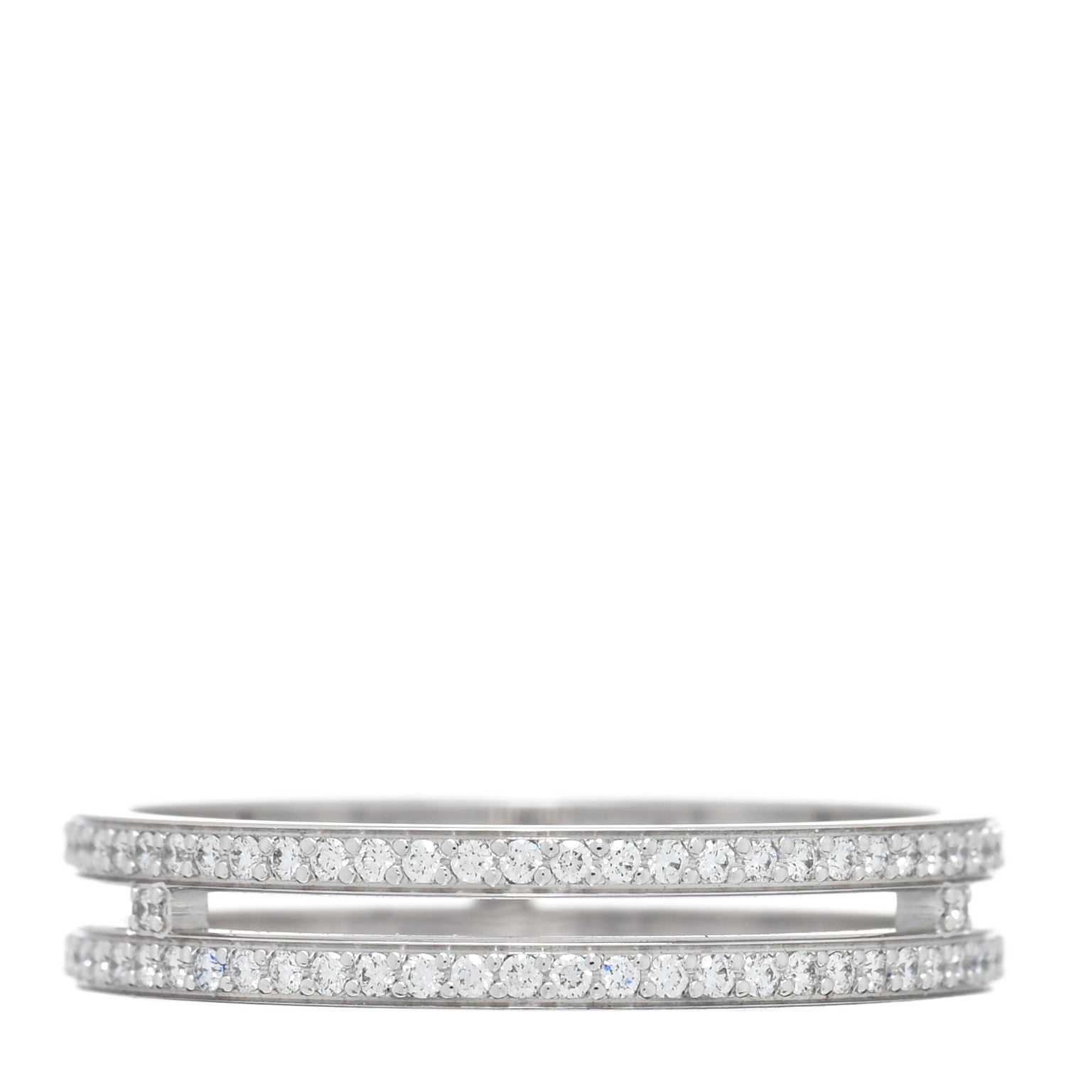 Hermes 18K White Gold Diamond Ariane Wedding Band Ring 53 6.5 3 of 5
