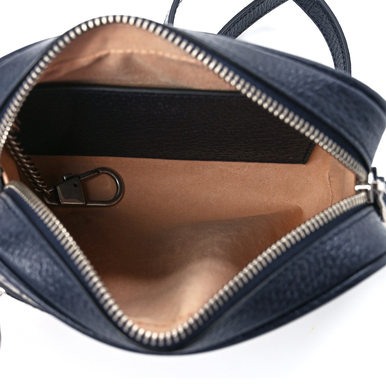 Gucci GG Supreme Monogram Textured Dollar Calfskin Web Mini Ophidia Shoulder Bag Beige Blue 5 of 11